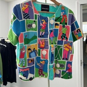 Michael Simon Multicolor Golf Button Down Sweater